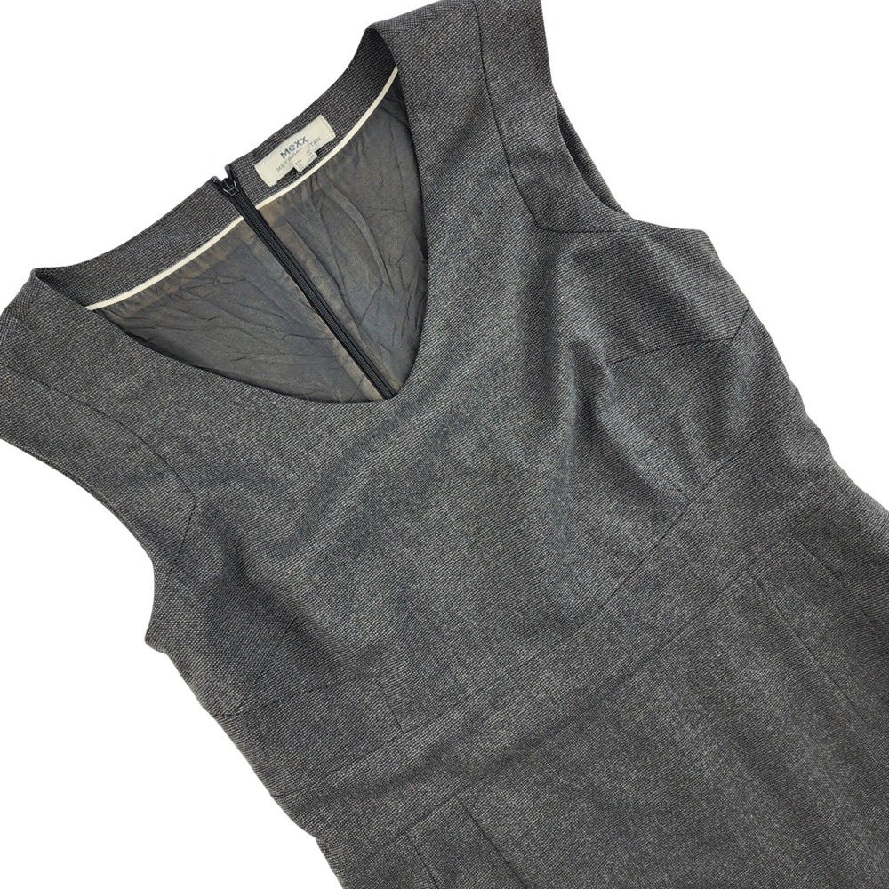 Mexx Sheath Dress Women 14 Gray V-Neck‎ Sleeveless Metropolitan Tailored Lined